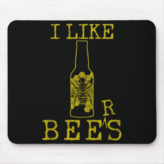 Bees &amp; Beer - Funny Quote Beekeeng Beekeeper G Mouse Mat (Front)