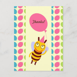 Bees and Balloons Girl Birthday Party Postcard