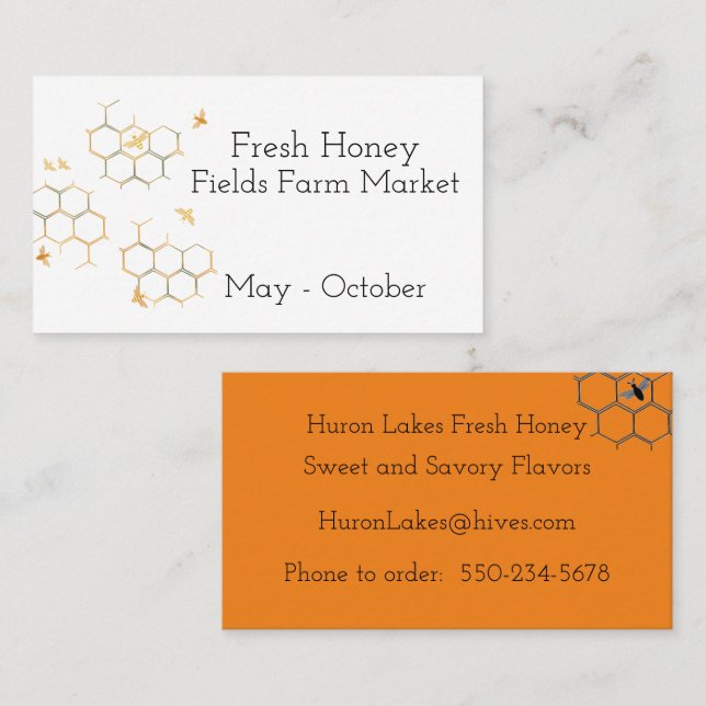 Bees and Beehive Fresh Honey Business Card (Front/Back)
