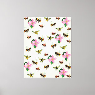 Bees and bumblebees & fruit blossoms canvas print