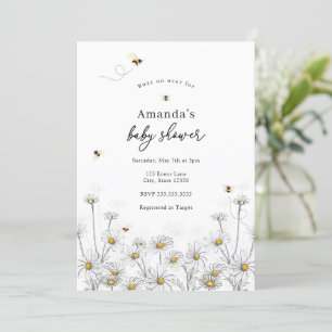 Bees and Daisies Baby Shower Invitation