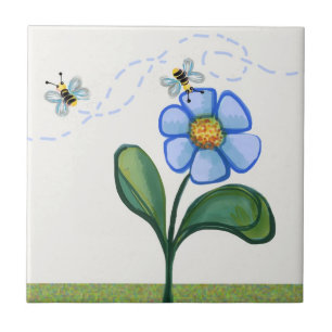 Bees and flower tile