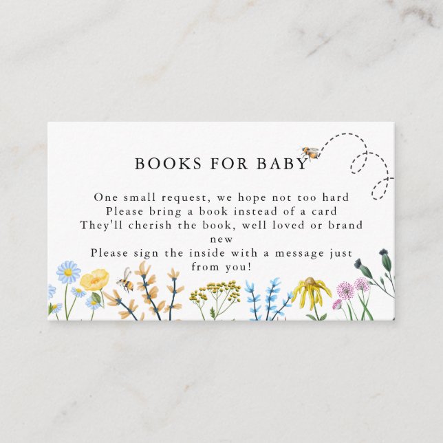 Bees and Flowers | Baby Shower Books For Baby Enclosure Card (Front)