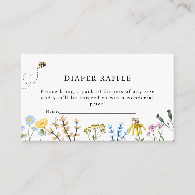 Bees and Flowers | Baby Shower Diaper Raffle Enclosure Card (Front)