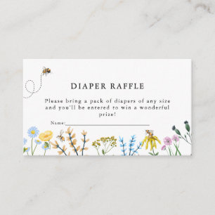 Bees and Flowers   Baby Shower Diaper Raffle Enclosure Card