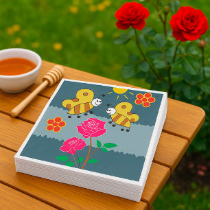 Bees And Flowers Napkin
