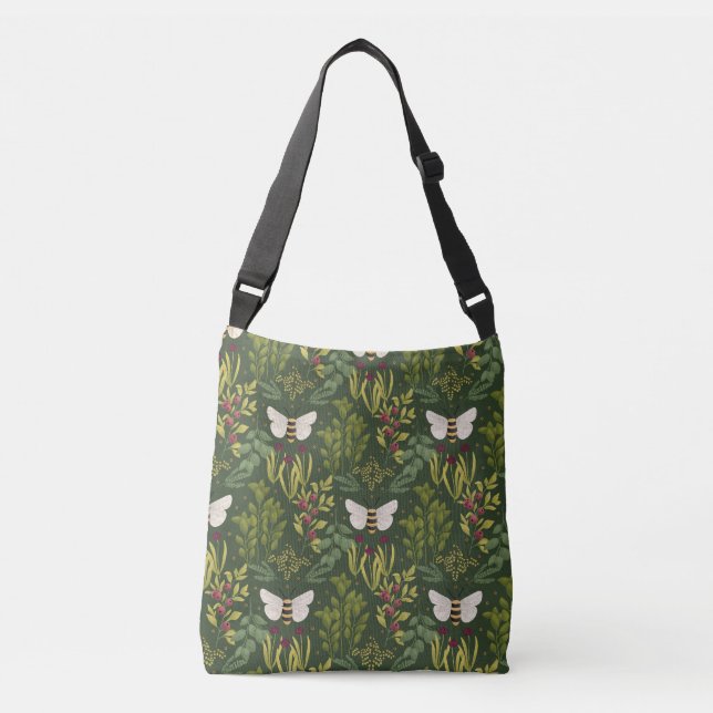 Bees and Foliage Crossbody Bag (Front)