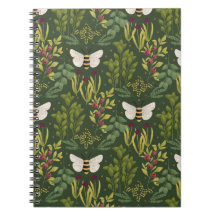 Bees and Foliage Spiral Notebook