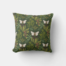 Bees and Foliage Throw Pillow