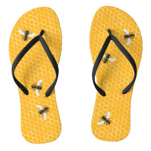 Bees and Honeycomb Flip Flops