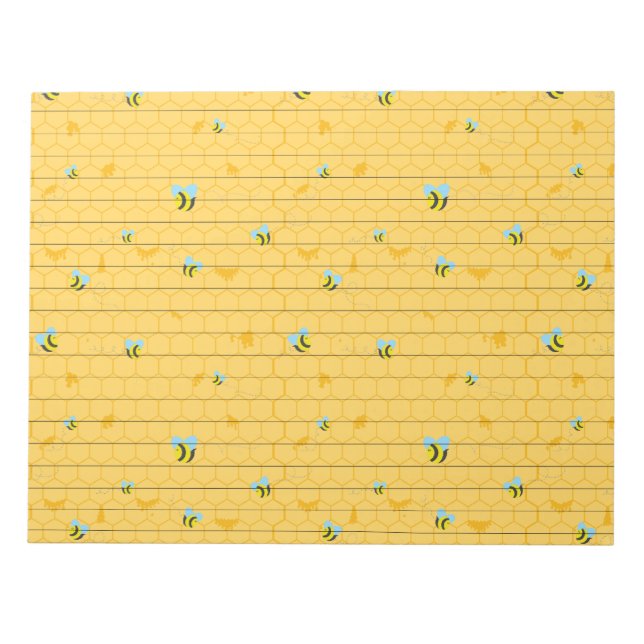 Bees and Honeycomb Lined Notepad (Front)