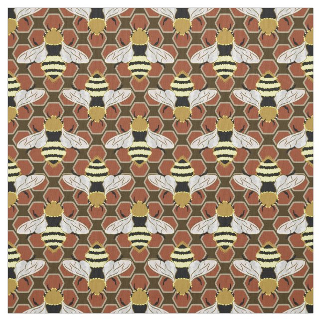 Bees and Honeycomb Pattern Fabric (Swatch)