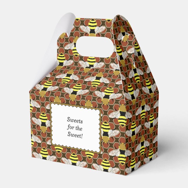 Bees and Honeycomb Pattern Favour Box (Front Side)