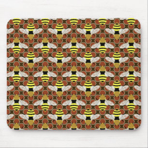 Bees and Honeycomb Pattern Mouse Mat