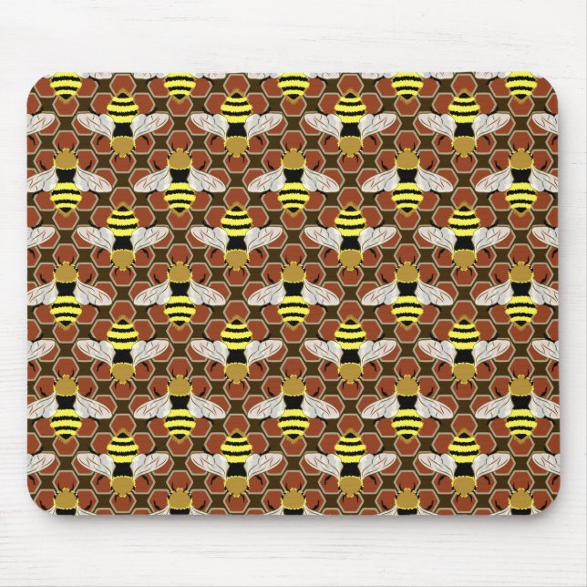 Bees and Honeycomb Pattern Mouse Mat (Front)