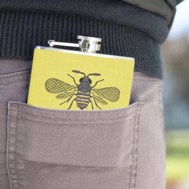 BEES and Honeycomb - Save The Bees Hip Flask (In Situ)