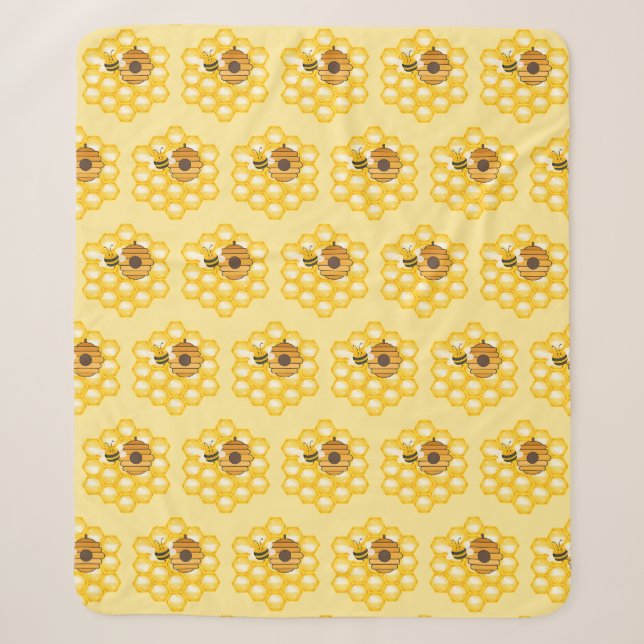 Bees and Honeycomb Sherpa Blanket (Front)