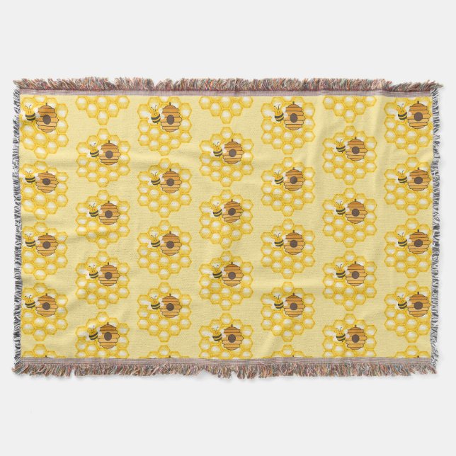 Bees and Honeycomb Throw Blanket (Front)