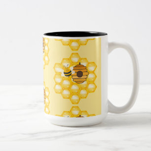 Bees and Honeycomb Two-Tone Coffee Mug