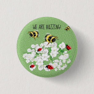BEES and LadyBugs - Art by LeahG Save The Bees 3 Cm Round Badge