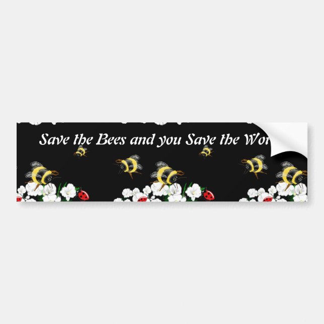 BEES and Ladybugs nature art Bumper Sticker (Front)