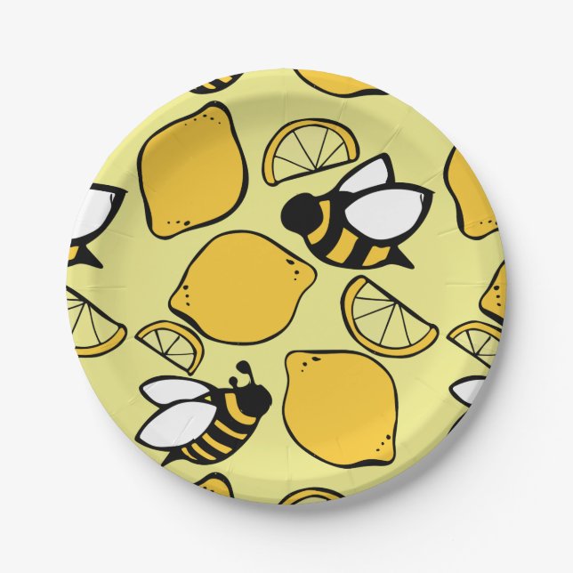Bees and Lemons for Lemonade Paper Plate (Front)