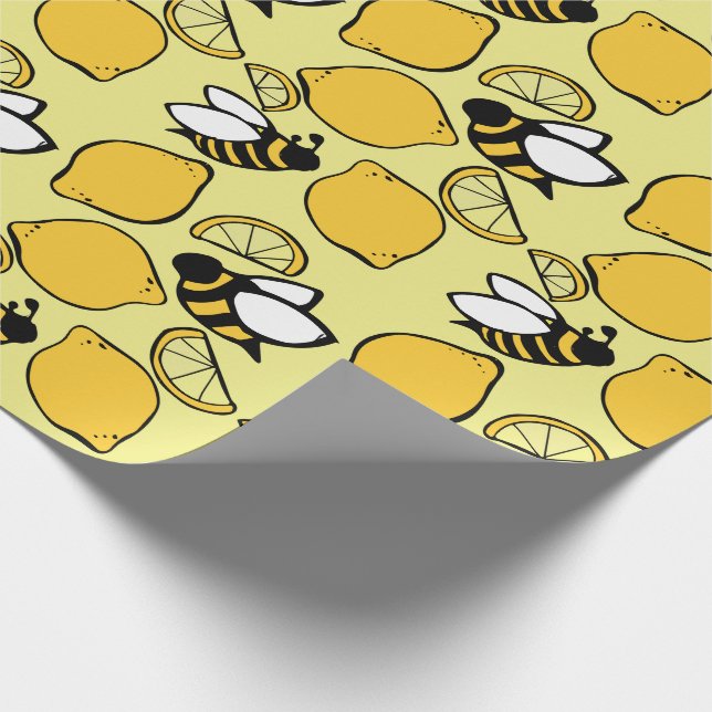 Bees and Lemons for Lemonade Wrapping Paper (Corner)