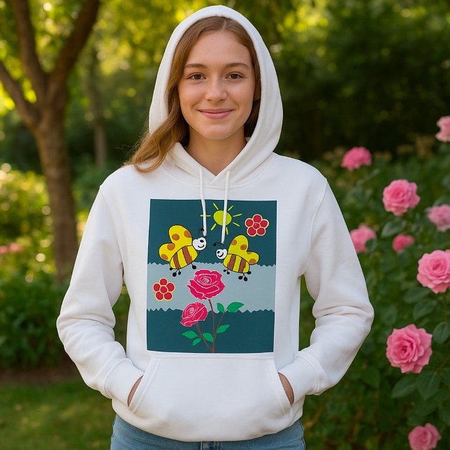 Bees and Roses Floral Garden Hoodie (Creator Uploaded)