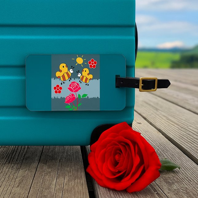 Bees and Roses Floral Garden Luggage Tag (Creator Uploaded)