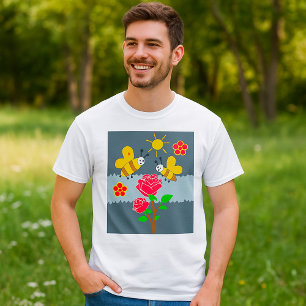 Bees and Roses Floral Garden T-Shirt