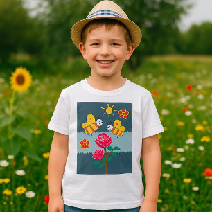 Bees and Roses Floral Garden T-Shirt