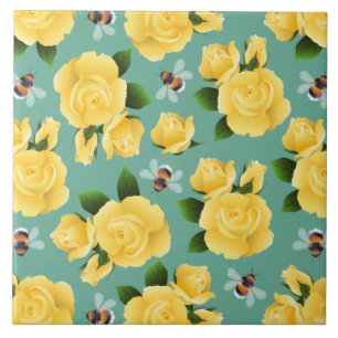 Bees And Roses Tile
