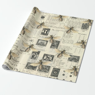Bees and Vintage Catalog Wrapping Paper