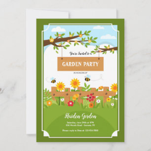 Bees Are Buzzing Garden Party Birthday Invitation