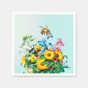 Bees Baby Shower Blue Flroal Pacifier Napkin