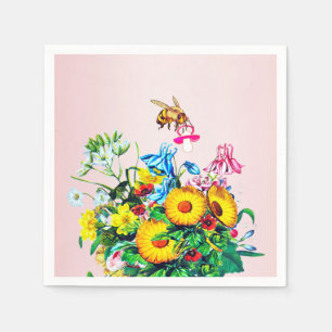 Bees Baby Shower Pink Floral Pacifier Napkin