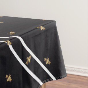 Bees – Bienen – Bee – Biene black & white stripes Tablecloth