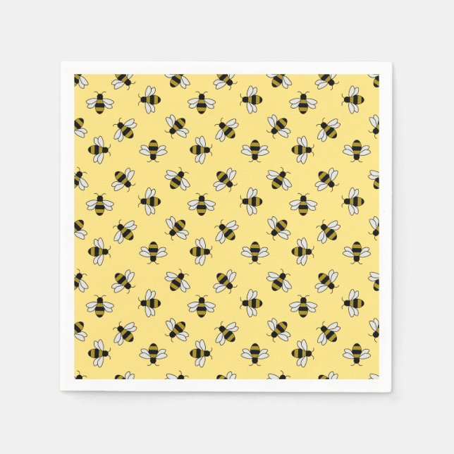 Bees Birthday Party Baby Bridal Shower Yellow Napkin (Front)