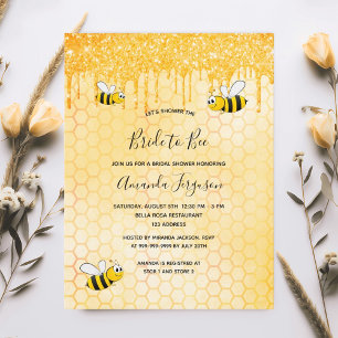 Bees bride to be gold bridal shower invitation postcard
