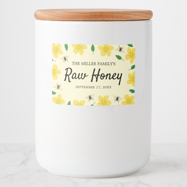 Bees & Buttercups Homemade Honey Food Label (Front)