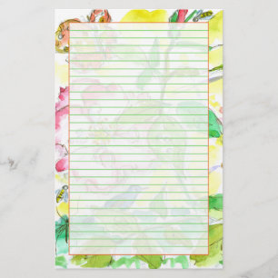 Bees Butterflies Bluebirds Green Lined Stationery