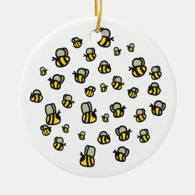 Bees Ceramic Tree Decoration (Front)