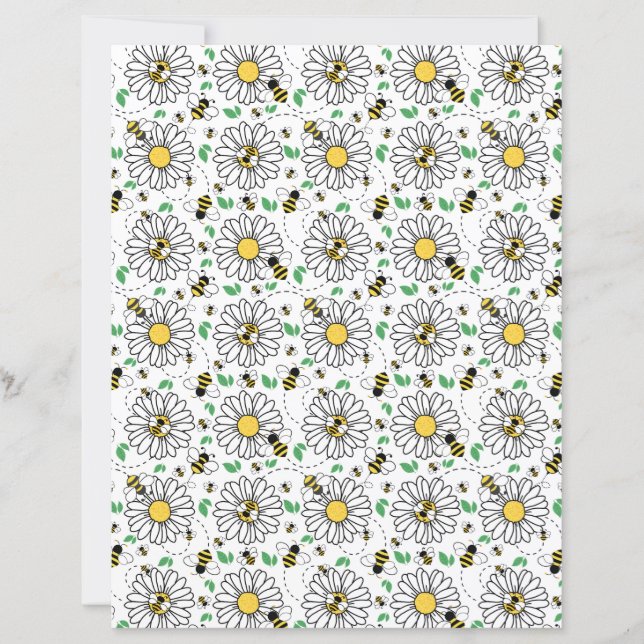Bees & Daisies Scrapbook Paper (Front)