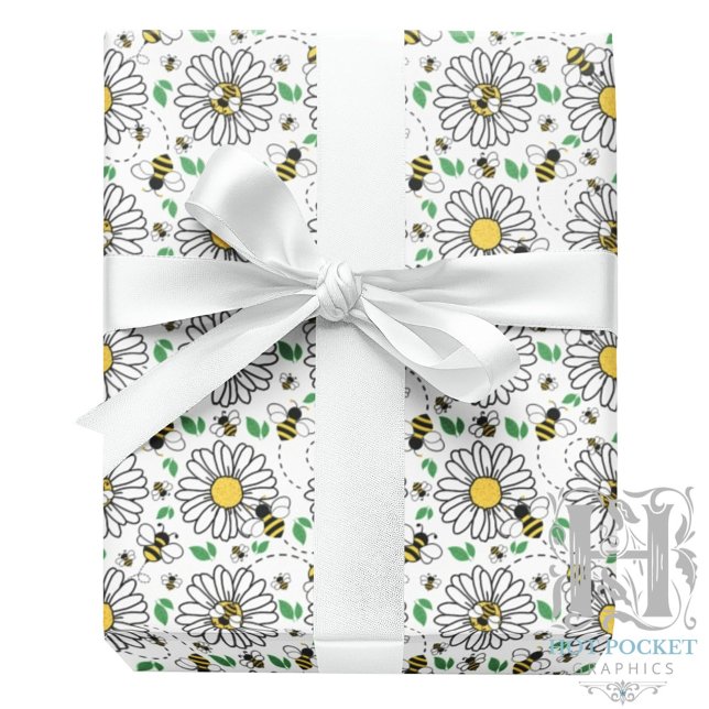 Bees & Daisies Spring Gift Wrapping Paper (Creator Uploaded)