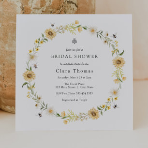 Bees Daisies Sunflowers Bridal Shower Invitation