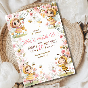 Bees fairy kids Birthday Invitation