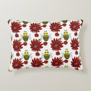 Bees floral pattern  decorative cushion