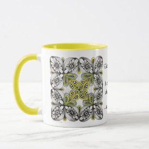 Bees & Flowers Abstract Hand-Drawn Doodle Mug