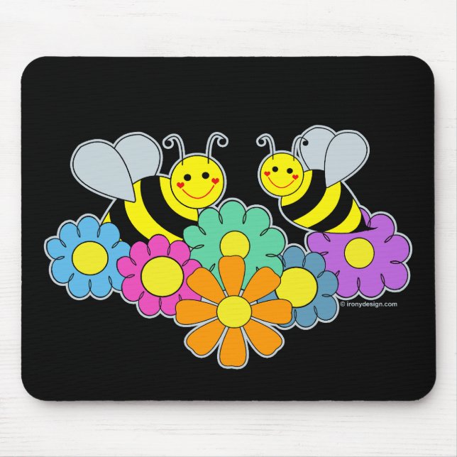 Bees & Flowers Mouse Mat (Front)