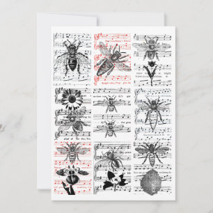 Bees Flowers Sheet Music Musical Notes Collage Art